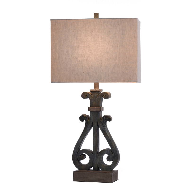Brampton Open Scroll Design Table Lamp with Rectangle Shade Blue - StyleCraft, 3 of 8