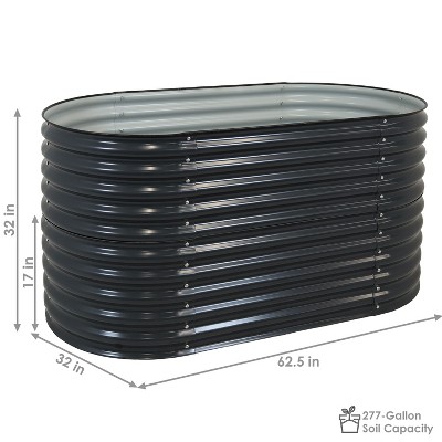 Large Dark Gray Galvalume Steel Raised Garden Bed