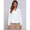 INSPIRE CHIC Women's Long Lantern Sleeve V Neck Button Front Dressy Top - 4 of 4