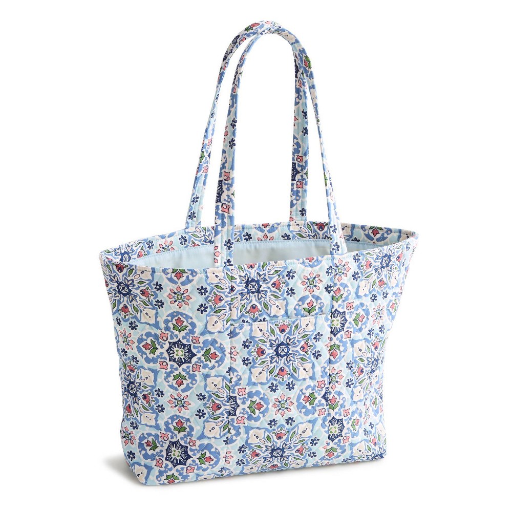 Photos - Women Bag Vera Bradley Lisbon Sky Medallion East West Tote Bag - Light Blue 