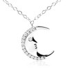Haus of Brilliance Silver 1/10ct Diamond Crescent Man on the Moon Pendant Necklace - 2 of 4