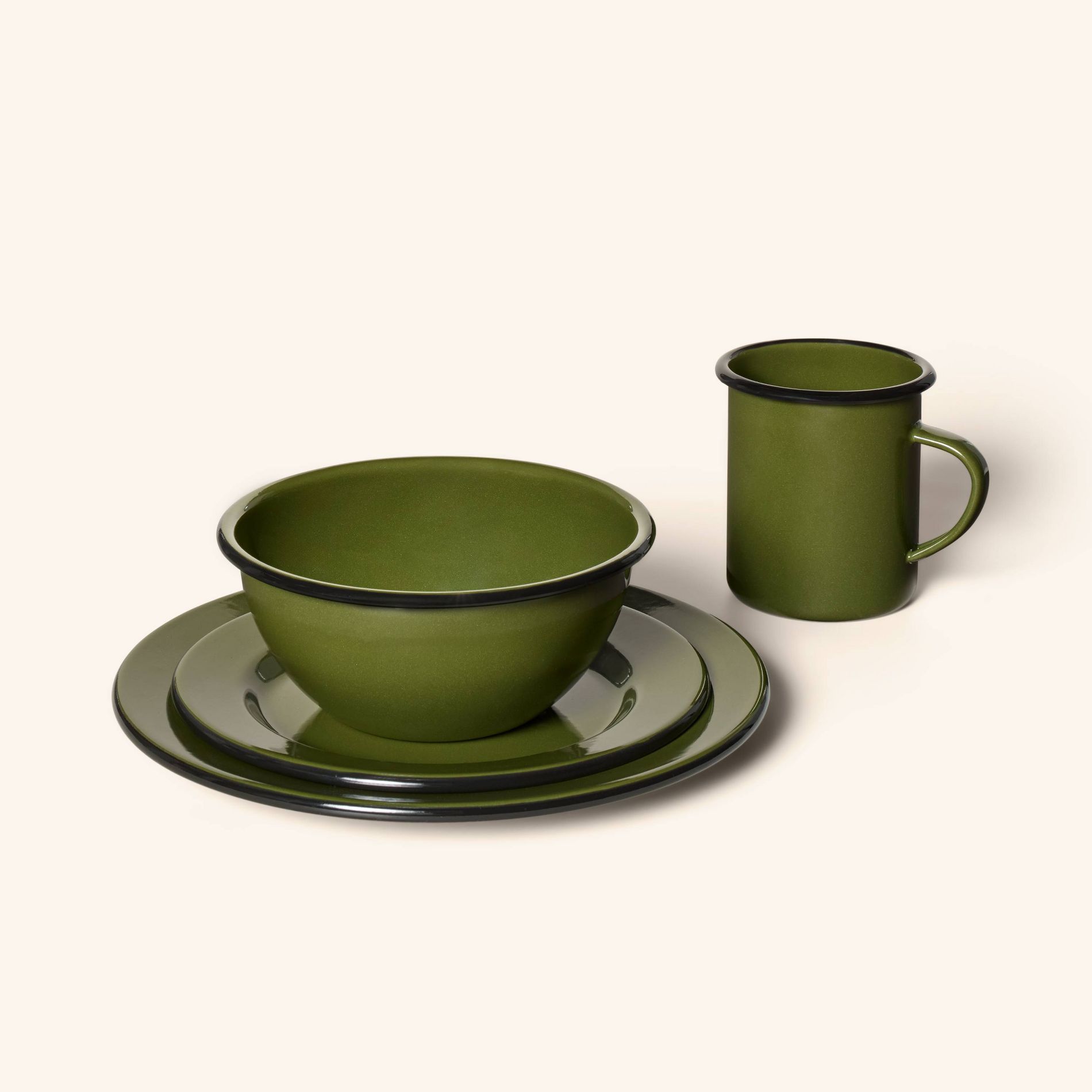 4pc Enamel Dinnerware Set Dark Green/Black - Woolrich x Target