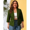 Whizmax Womens Plus Size Casual Pocketed Blazer Office Open Front 3/4 Sleeve Cardigans Jacket Work Suit,Brown Green,XL - 2 of 4