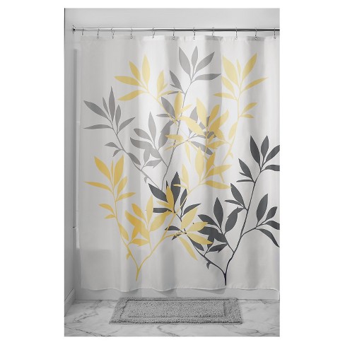 Leaves Shower Curtain Yellow Gray, Yellow And White Shower Curtain Target