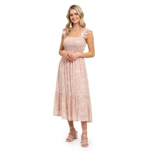 August Sky Women's Smocked Floral Midi Dress - 1 of 4