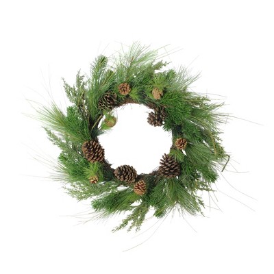 Northlight 24" Unlit Pine Cones and Mixed Pine Needles Christmas Wreath