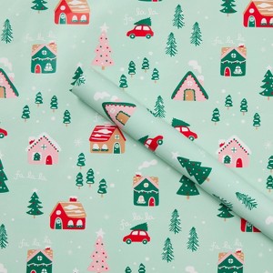 96"x30" Christmas Print Gift Wrapping Paper Green - Spritz™ - 1 of 3
