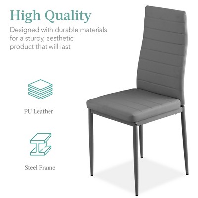 Gray 5-Piece Glass Dining Set with Faux Leather Chairs