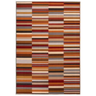 Modern Striped Block Non-Slip Indoor Outdoor Area Rug by Blue Nile Mills