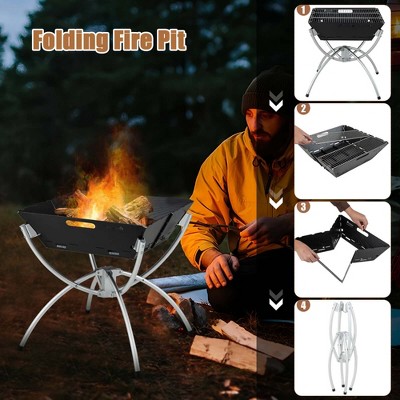 Portable Black Stainless Steel Charcoal Grill with Carrying Bag