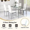 Tangkula 5 PCS 51" Rectangle Dining Set 0.3" Thick Glass Table w/ 4 Padded Dining Chairs - 4 of 4