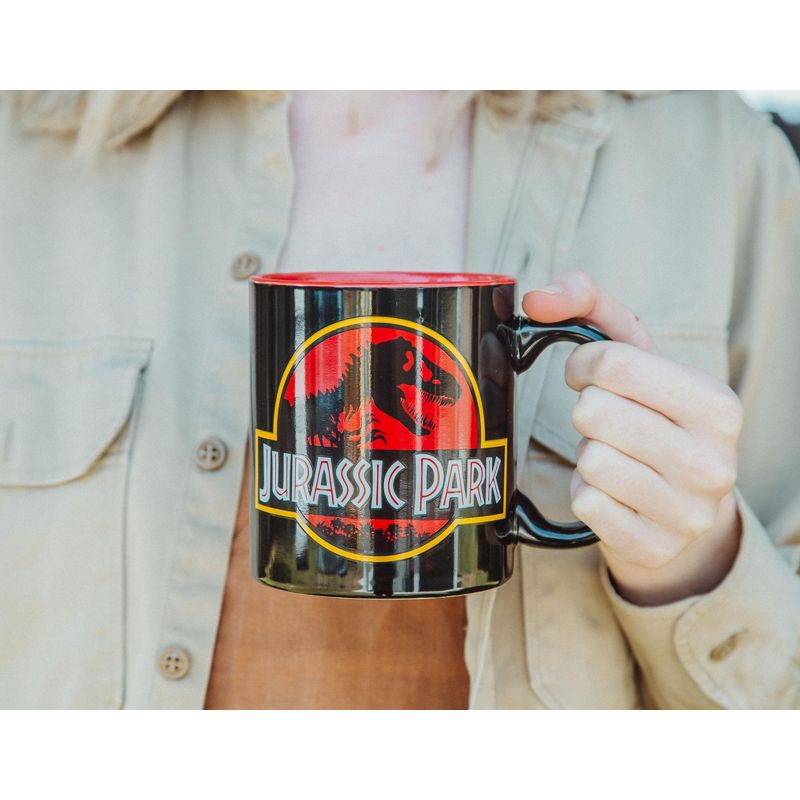Silver Buffalo Jurassic Park Logo Black Ceramic Mug | Holds 20 Ounces, 3 of 7