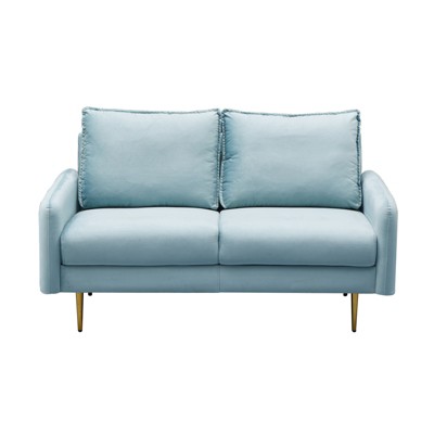 Velvet Loveseat Modern Sofa Tufted Couch with Metal Legs for Living Room, Bedroom, Office, Playroom