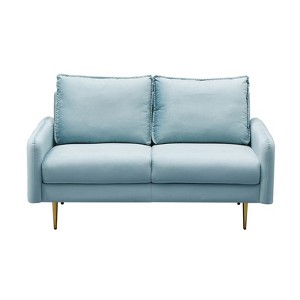Velvet Loveseat Modern Sofa Tufted Couch with Metal Legs for Living Room, Bedroom, Office, Playroom - 1 of 4