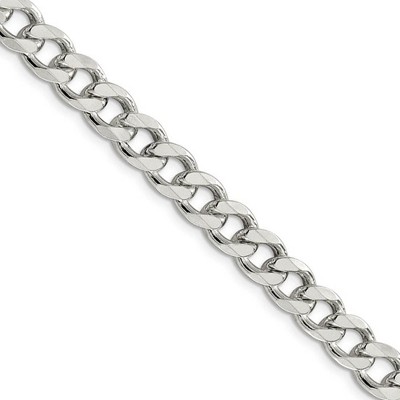 Black Bow Jewelry Men's 8mm, Sterling Silver Solid Pave Curb Chain Necklace