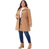 Women's Plus Size Lapel Long Sleeves Pockets Winter Casual Single Breasted Pea Coat with Belt - Agnes Orinda - 3 of 4