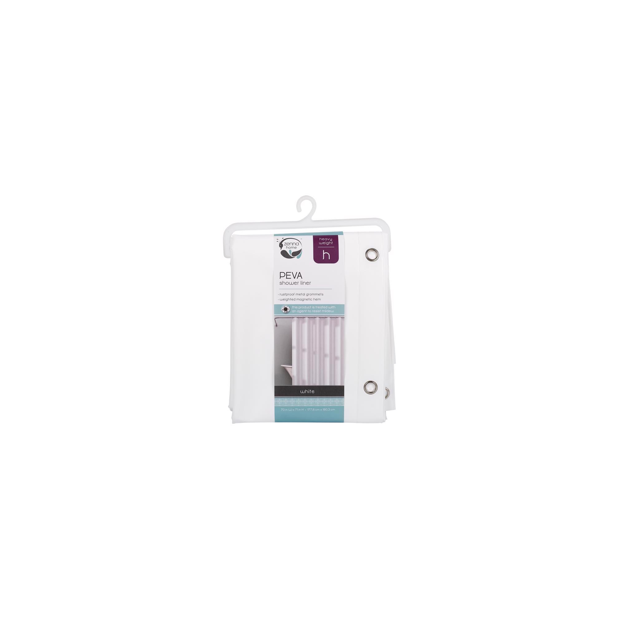 Zenna Home 72 in. H X 70 in. W White Solid Shower Curtain Liner PEVA Heavyweight