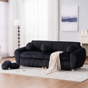 Vynxaria Oversize 2-Seater Loveseat Couch Solid Wood Frame, Comfortable Cushions, Easy Assembly, Timeless Style - 1 of 4