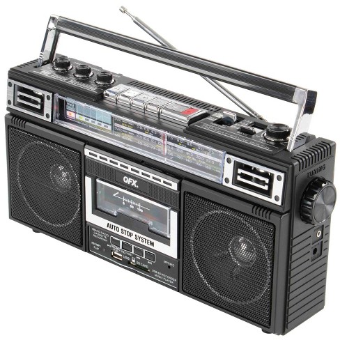 Riptunes Radio Cassette Stereo Boombox With Bluetooth Audio - Black : Target