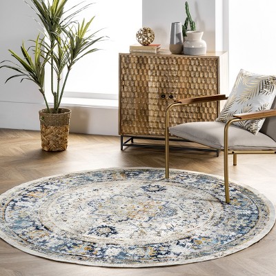 Ainsley Blue Distressed Medallion 3x5 Area Rug