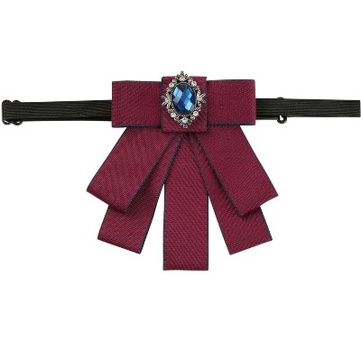INSPIRE CHIC Women's Rhinestone Ribbon Pre-tied Bowknot Ties Brooch