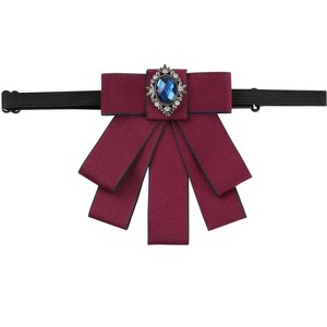 INSPIRE CHIC Women's Rhinestone Ribbon Pre-tied Bowknot Ties Brooch - 1 of 4