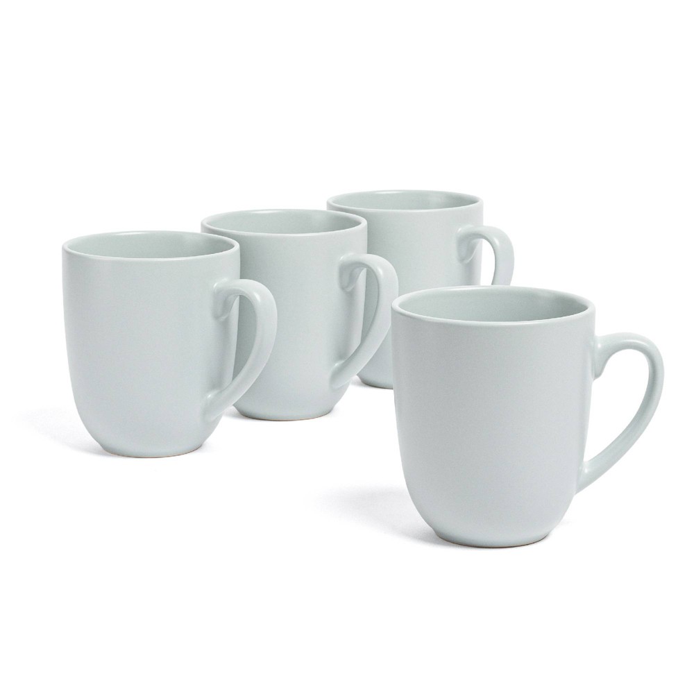 Photos - Glass over&back Set of 4 15oz Coupe Hand-Finished Stoneware Mugs Semi-Matte Fog Blue: Microwave & Dishwasher Safe