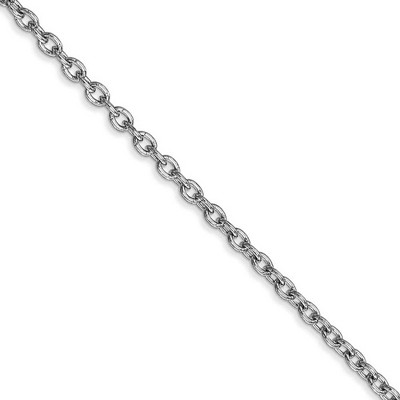 Black Bow Jewelry 2.4mm, 14k White Gold Solid Link Cable Chain Necklace
