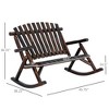 Outdoor Wooden Rocking Chair, Double-Person Rustic Adirondack Rocker with Slatted Seat, High Backrest, Armrests for Patio, Garden and Porch - 3 of 4