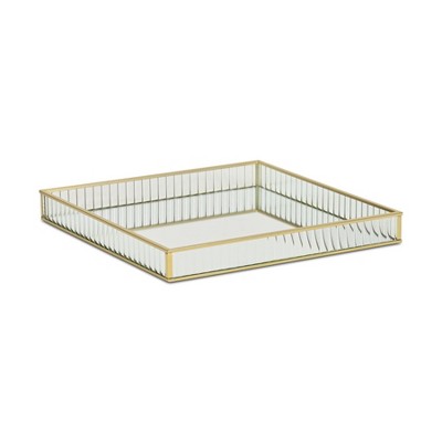 Cheung's Veldra Gold Square Fluted Glass Tray - Large