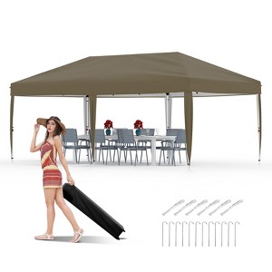 10x20 FT Pop Up Canopy Tent, Commercial Instant Canopy with 210D Oxford Fabric, Heavy Duty Steel Frame, Brown - 1 of 4