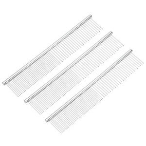Unique Bargains Stainless Steel Rounded Ends Gentle Care Pet Comb 3 Pcs - 1 of 4
