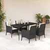 vidaXL 5 Piece Patio Dining Set - Outdoor Table and 4 Garden Chairs with Cushions - Black Poly Rattan, Tempered Glass Top - 2 of 4