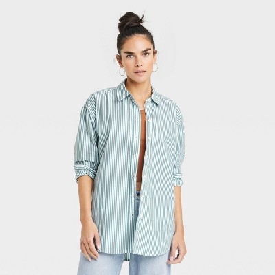 Women's Oversized Long Sleeve Collared Button-Down Shirt - Universal  Thread™ White M