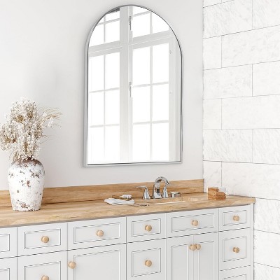 Serio 30"x 20" Arch Top Aluminum Alloy Framed Rectangular Bathroom Mirrors - The Pop Home