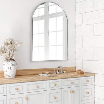 Serio 30"x 20" Arch Top Aluminum Alloy Framed Rectangular Bathroom Mirrors - The Pop Home