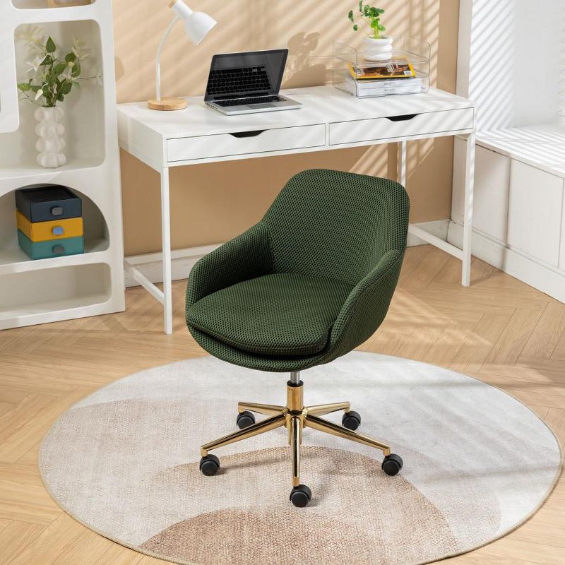 Mesh Fabric Home Office 360°Swivel Chair Adjustable Height With Gold Metal Base, Home Office Height Adjustable High Back Chair-The Pop Home, 4 of 10