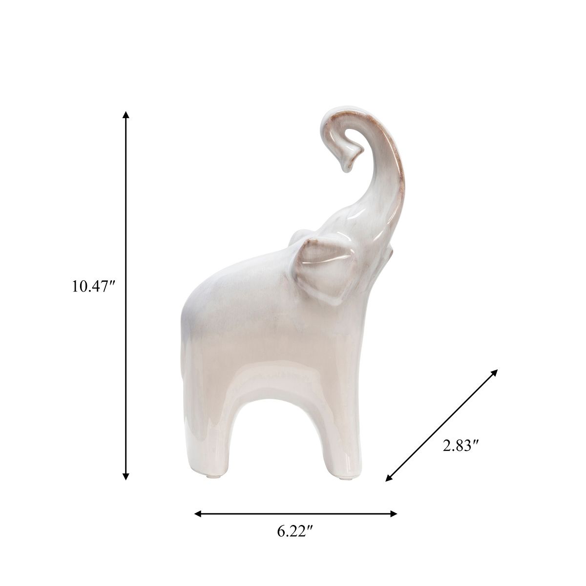 Sagebrook Home 11" Ceramic Elephant Sculpture - Contemporary Elephant Statue for Home or Office Decor - thumbnail 4