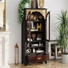 Famapy Vintage Luxury Storage Cabinet Bookcase Pantry: Intricate Carvings,Gold Accents,Glass Doors – Elevate Your Space - 2 of 4
