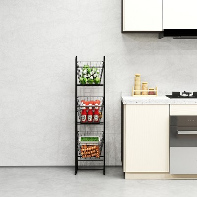 LauKingdom 3-Tier Kitchen Storage Basket Organizer, Freestanding Metal Wire Rack for Fruit, Vegetables, and Pantry Items — фото 7