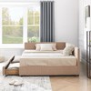 Lyngins Mid-Century Full Size  Daybed with 2 Under-Bed Drawers, Storage Velvet Upholstered Tufted Bed Frame, Wooden Convertible Sofa Bed Frame - 3 of 4