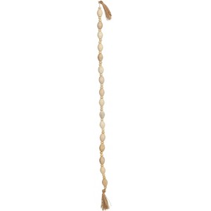 Storied Home 60"L Mango Wood Bead Garland with Jute Tassels - 1 of 4