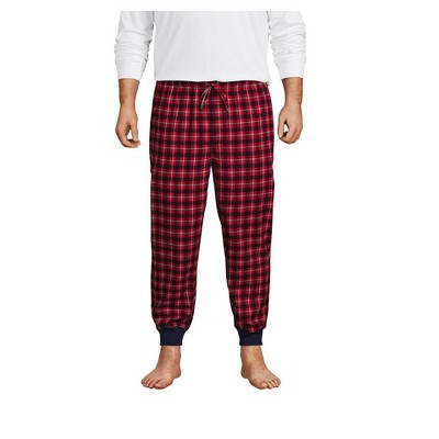 Lands' End Men's Big Flannel Jogger Pajama Pants - 2x Big - Rich Red ...
