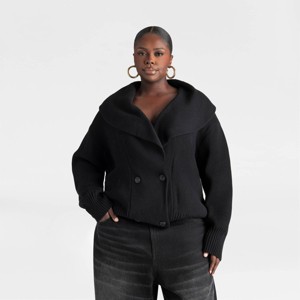 KBB by KAHLANA Women's 'The Peacoat Cardigan Sweater' - Black - 1 of 3