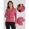INSPIRE CHIC Women's Lapel Collar Button Front Long Sleeve Faux Suede Blazer - 2 of 4