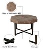 Wood Octagonal Vintage Patchwork Craft Farmhouse 30 Inch Wooden Table Top Cross Metal Legs Coffee Table for Living Room - 3 of 4