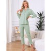 INSPIRE CHIC Women's Cotton Sleepwear Button Down Lounge Long Sleeve Shirt and Pants Pajama Sets - 2 of 4