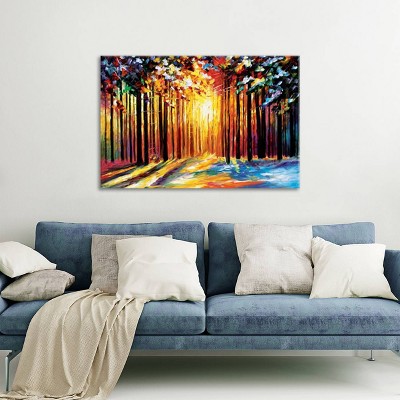 26" x 40" Vibrant Forest Sunrise Canvas Wall Art