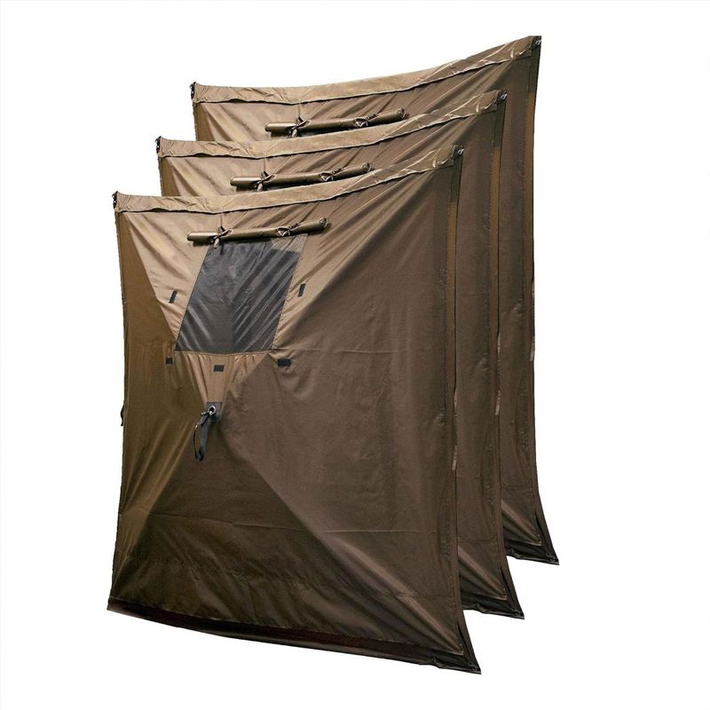 CLAM Quick Set Traveler 6 by 6 Foot Portable Pop Up Outdoor Camping Gazebo Screen Tent 4 Sided Canopy Shelter with Carry Bag and Wind Panel, Brown, 3 of 7
