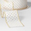 30' Christmas Fabric Ribbon White Sheer Silver Dots - Wondershop™ - 3 of 3
